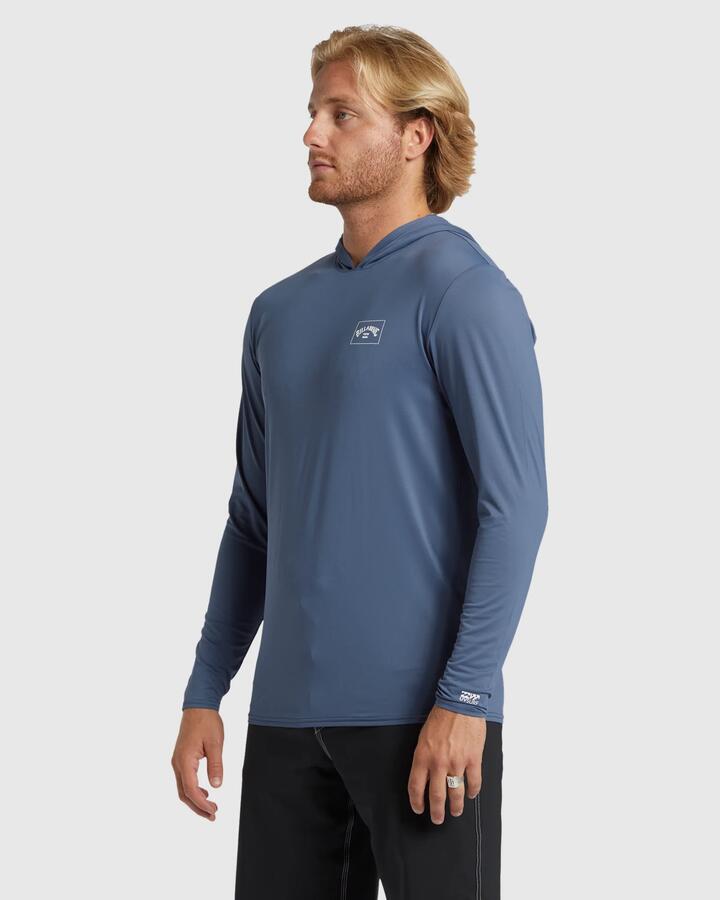 Image of Coats & Jackets. Productname: Billabong Mens Arch Mesh Hooded Rash Vest Slate Blue - in Slate Blue colour by brand - Billabong