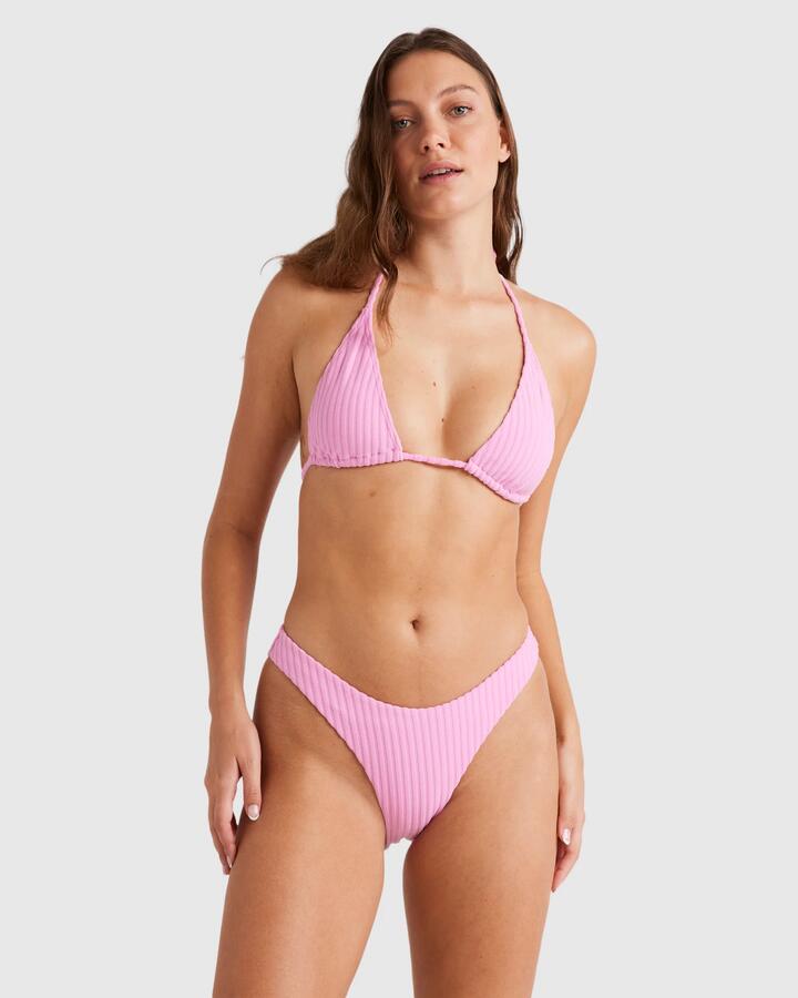 Image of Swimwear. Product name - Billabong Womens Terry Rib Hike Bikini Bottom Berry Pink in Berry Pink colour by brand - Billabong