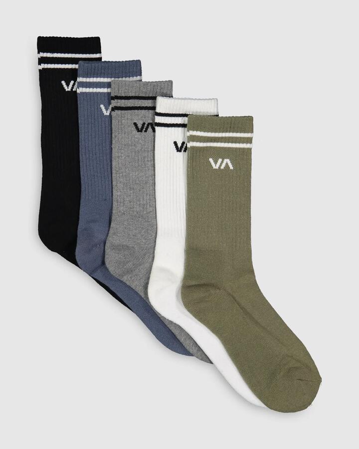 Image of Socks. Productname: RVCA - Mens Union 5 Pack Crew Socks - Multi - in Multi colour by brand - RVCA