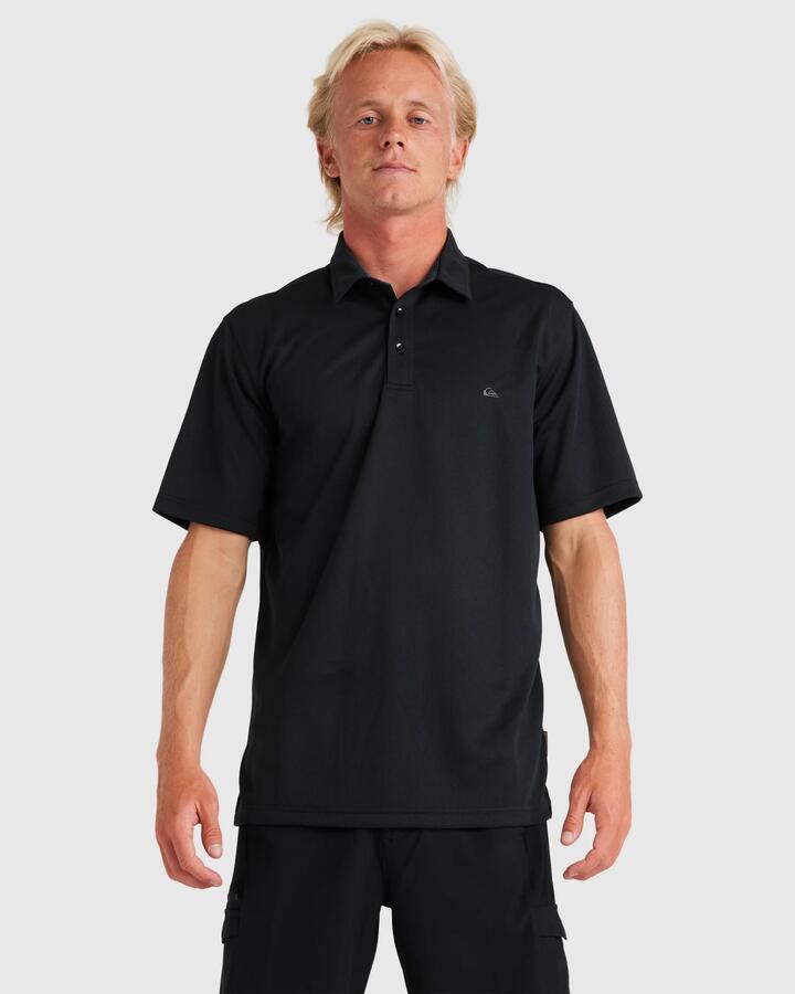 Image of Shirts. Product name - Quiksilver Mens Waterman Water Polo Shirt Black in Black colour by brand - Quiksilver
