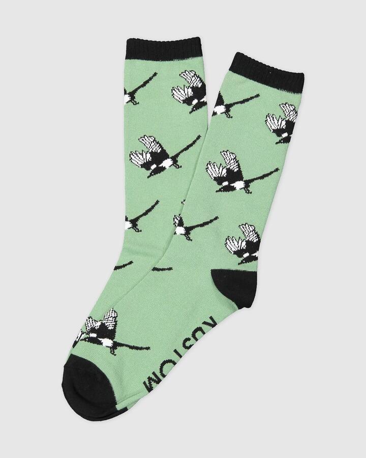 Image of Socks. Product name - Kustom Mens Magpies Green Crew Socks Green in Green colour by brand - Kustom