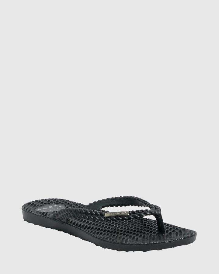 Image of Sandals. Product name - Billabong Womens Kick Back Solid Thongs Black/Silver in Black/Silver colour by brand - Billabong
