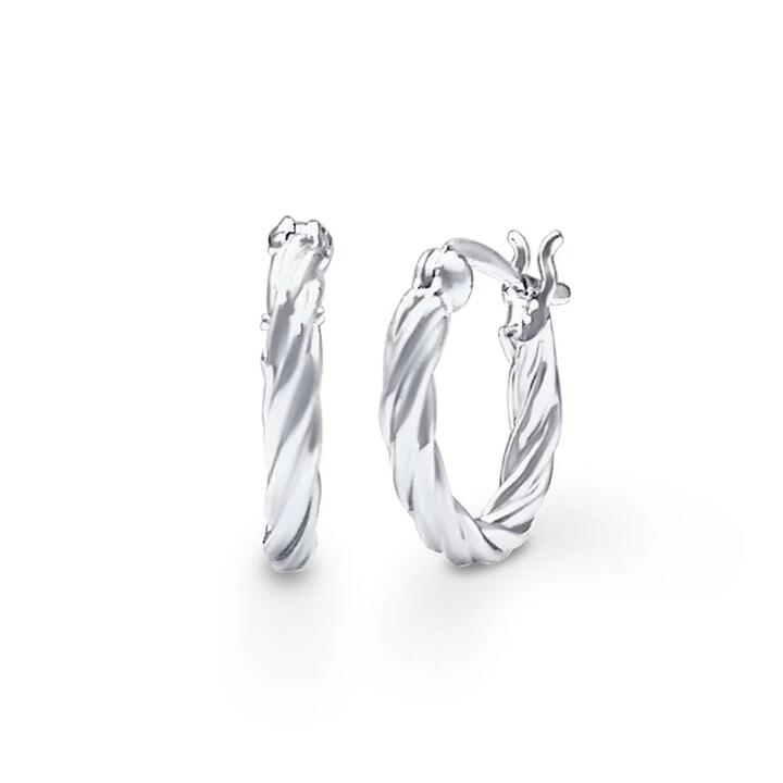 Image of Earrings. Productname: 16mm Rope Twist Earrings in Sterling Silver in Silver colour by brand - Bevilles