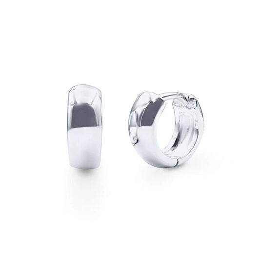 Image of Earrings. Productname: Round Huggie Earrings in Sterling Silver in Silver colour by brand - Bevilles