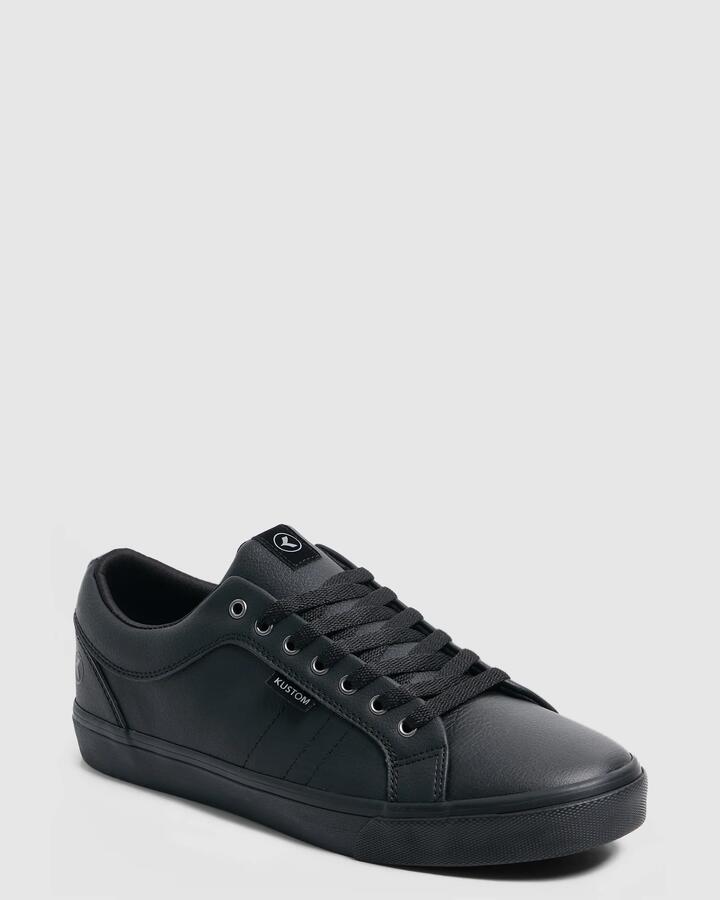 Image of Sneakers. Product name - Kustom Mens Finetime Sneakers Black Leather in Black Leather colour by brand - Kustom