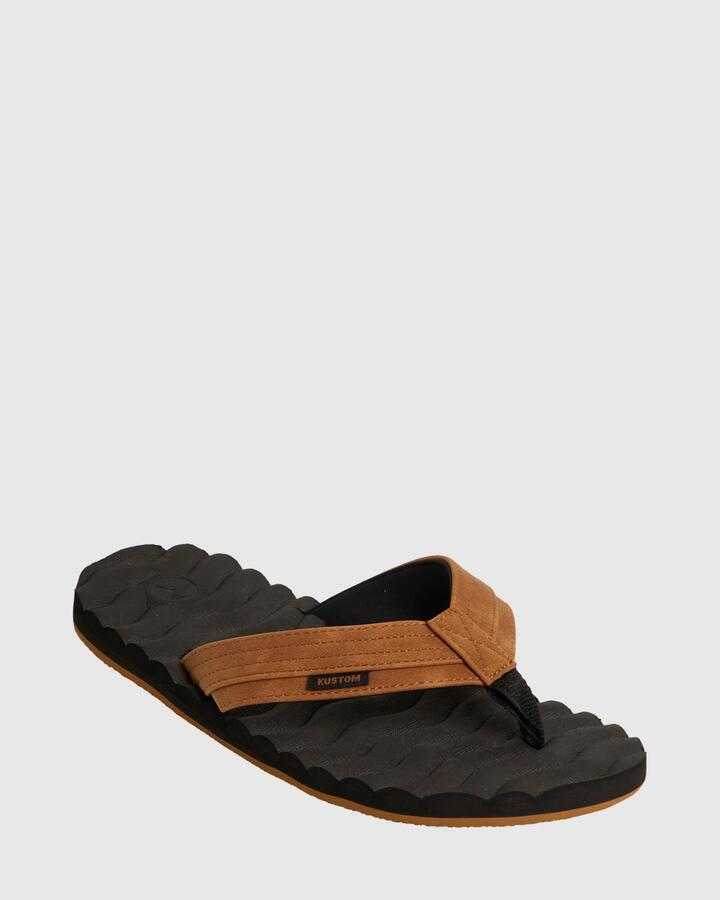 Image of Sandals. Product name - Kustom Mens Hummer Thongs Black/Brown in Black/Brown colour by brand - Kustom