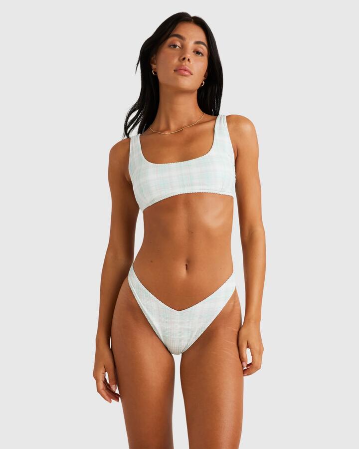 Image of Swimwear. Productname: RVCA Womens Summer Plaid V Medium French Bikini Bottom Sky High - in Sky High colour by brand - RVCA