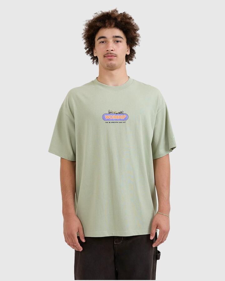 Image of T-Shirts. Product name - Worship Mens Chyrsalis Oversized T-Shirt Green in Green colour by brand - Worship