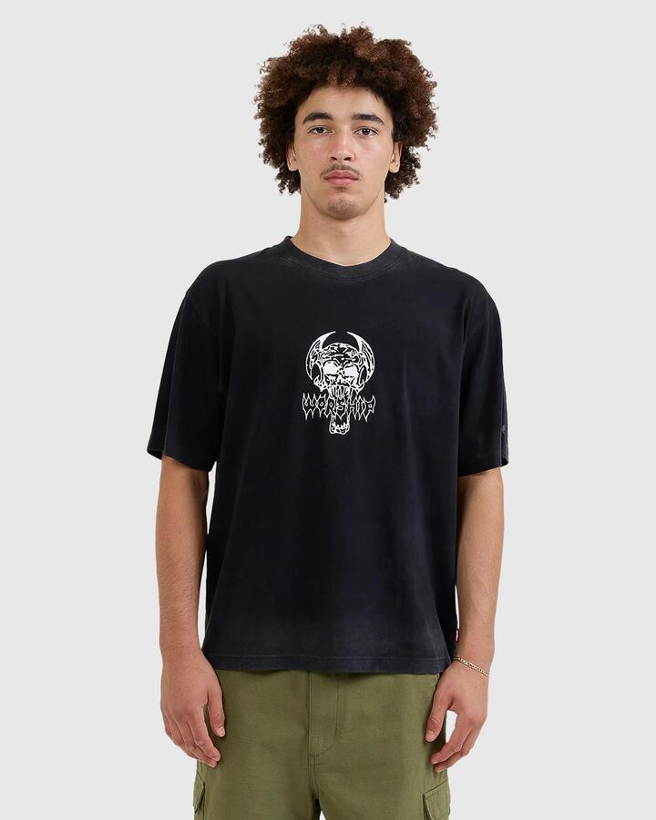 Image of a model wearing Tops. Productname: Worship Mens Death Eater T-Shirt Black - in Black colour by brand - Worship