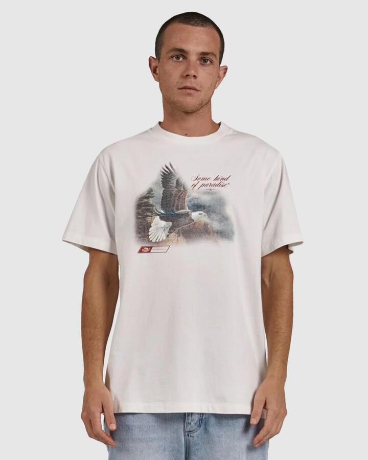 Image of T-Shirts. Product name - Thrills Mens Beholder Merch Fit T-Shirt Unbleached in Unbleached colour by brand - Thrills