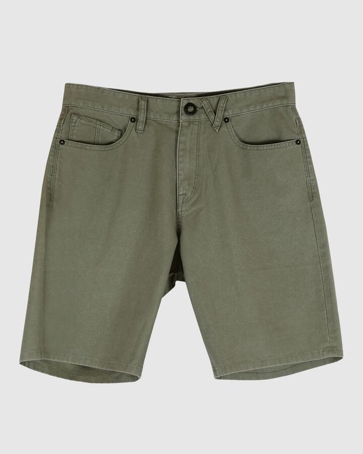 Image of Shoes. Product name - Volcom Mens Modown Canvas 5 Pocket Walk Shorts Army Green Combo in Army Green Combo colour by brand - Volcom