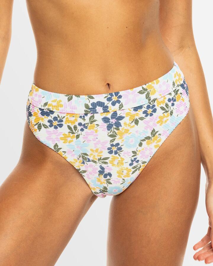 Image of Swimwear. Productname: Roxy - Womens Salma Mid Waist Bikini Bottom - Papaya Ephemere Swim - in Papaya Ephemere Swim colour by brand - Roxy