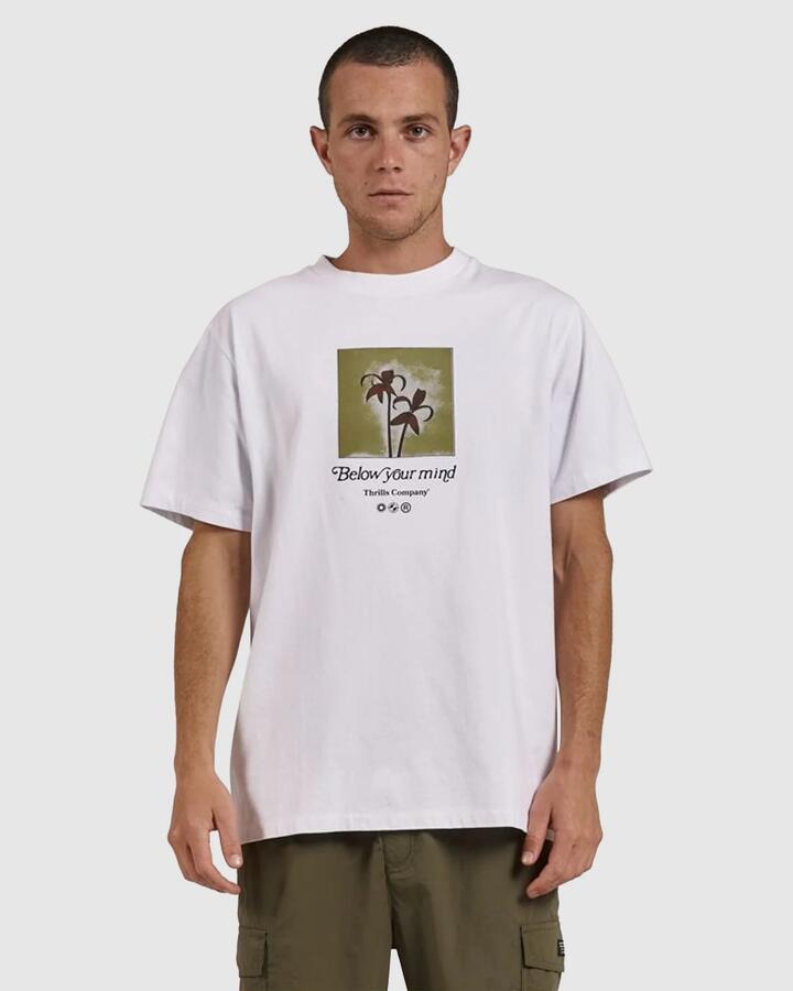 Image of T-Shirts. Product name - Thrills Mens Below Your Mind Merch Fit T-Shirt White in White colour by brand - Thrills