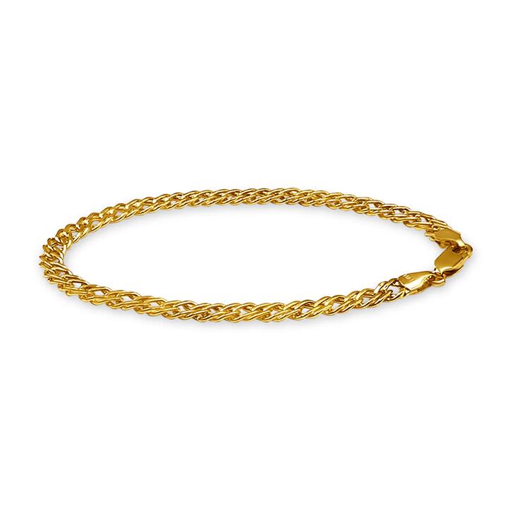 Image of Bracelets. Product name - 9kt Yellow Gold Bonded Double Curb Chain Bracelet in colour by brand - Bevilles