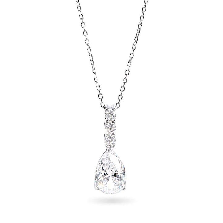 Image of Necklaces. Productname: Drop Necklace with Cubic Zirconia in Sterling Silver in Silver colour by brand - Bevilles