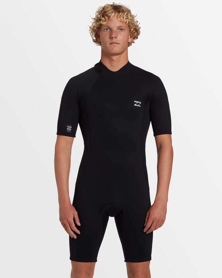 Image of Accessories. Product name - Billabong Mens 2/2Mm Foil Back Zip Springsuit Black in Black colour by brand - Billabong