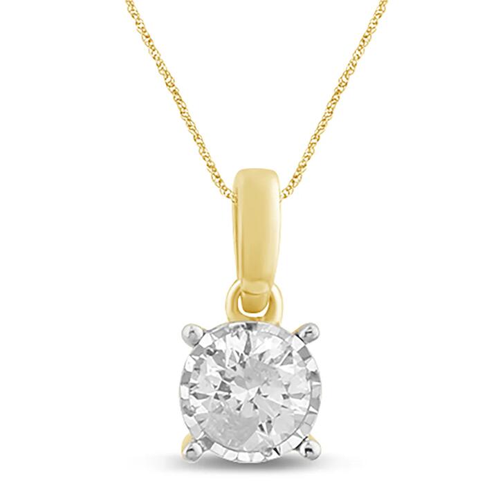Image of Charms. Product name - 0.25ct Diamond Solitaire Miracle 45cm Necklace in 9kt Yellow Gold in colour by brand - Bevilles