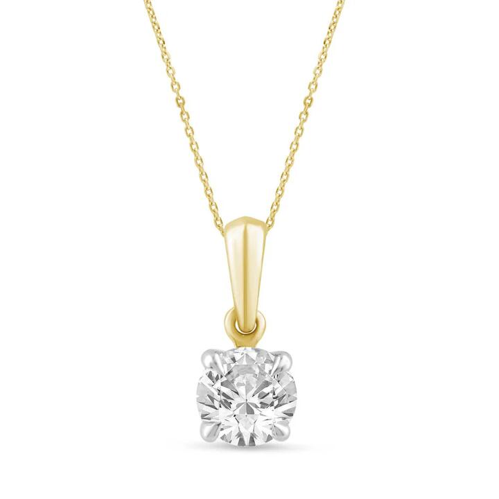 Image of Charms. Productname: 45cm 0.50ct Laboratory-Grown Diamond Solitaire Necklace in 9kt Yellow Gold in colour by brand - Bevilles