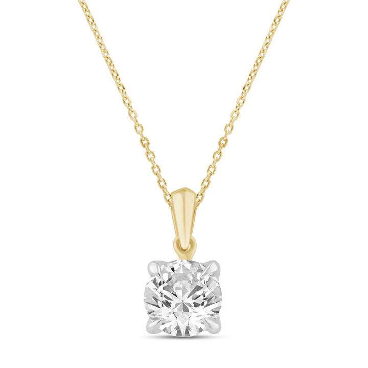 Image of Charms. Product name - 45cm 1.50ct Laboratory-Grown Diamond Solitaire Necklace in 9kt Yellow Gold in colour by brand - Bevilles