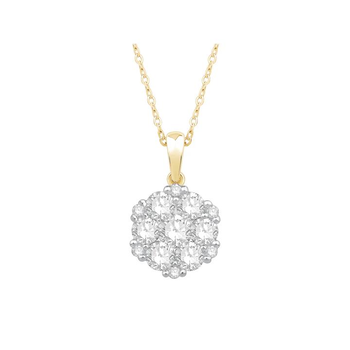 Image of Charms. Product name - 45cm Flower Necklace with 0.75tw of Laboratory-Grown Diamonds in 9kt Yellow Gold in colour by brand - Bevilles