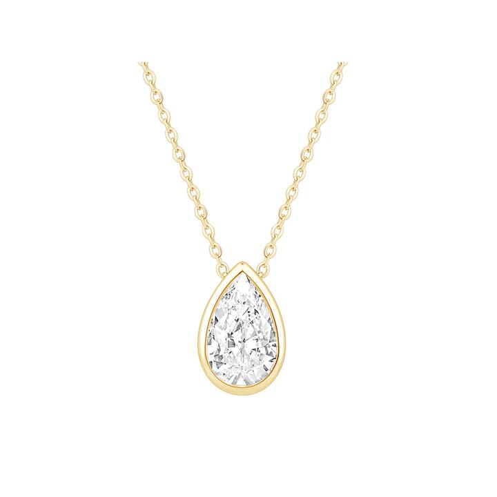 Image of Charms. Product name - 45cm Pear Cut 0.50ct Laboratory-Grown Diamond Solitaire Necklace in 9kt Yellow Gold in colour by brand - Bevilles