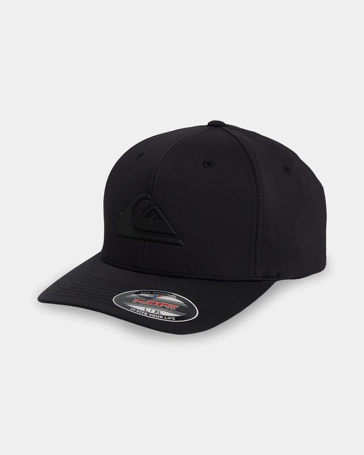 Image of Hats. Product name - Quiksilver Mens Amped Up Flexifit Hat Black in Black colour by brand - Quiksilver