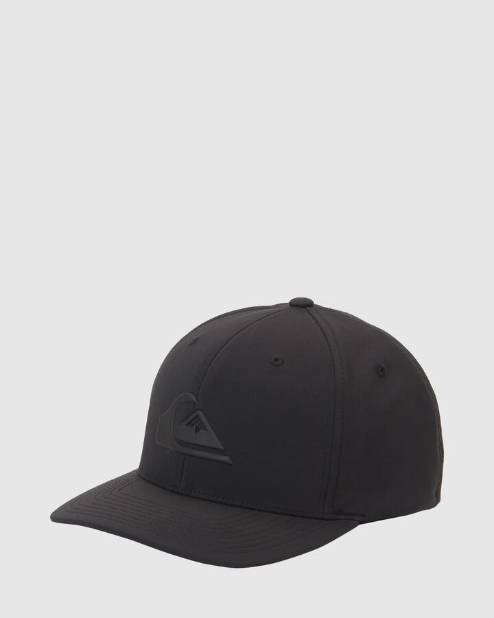 Image of Hats. Product name - Quiksilver Mens Amped Up Flexifit Hat True Black in True Black colour by brand - Quiksilver
