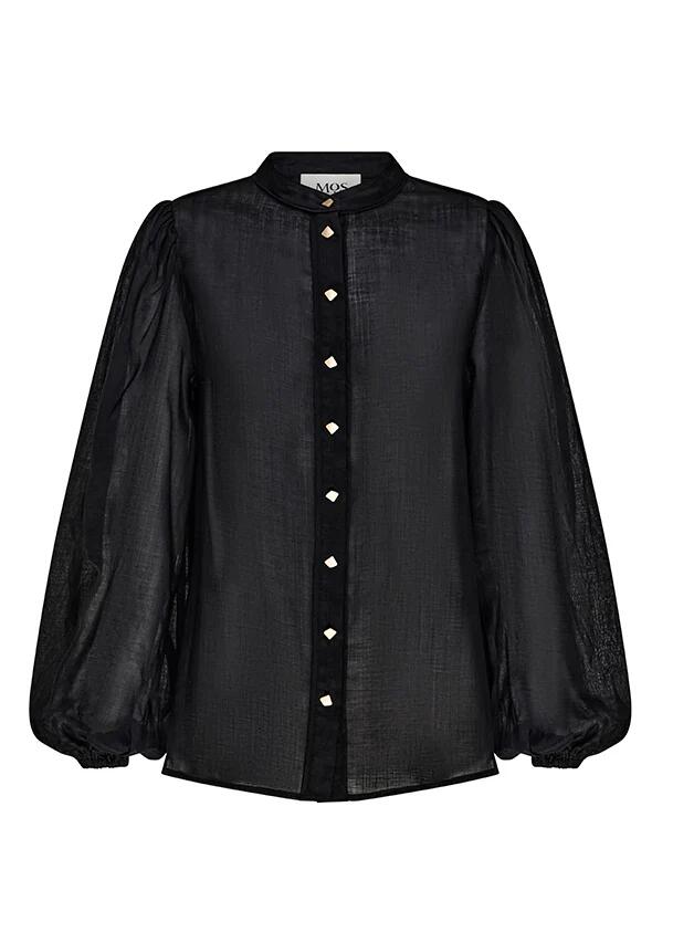 Image of a model wearing Tops. Productname: Aurora Blouse in Black colour by brand - MOS The Label