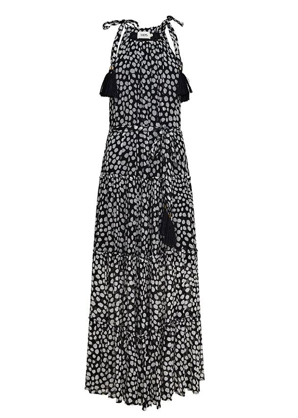 Image of a model wearing Dress. Productname: Ava Spots Maxi Dress in Spots Print colour by brand - MOS The Label