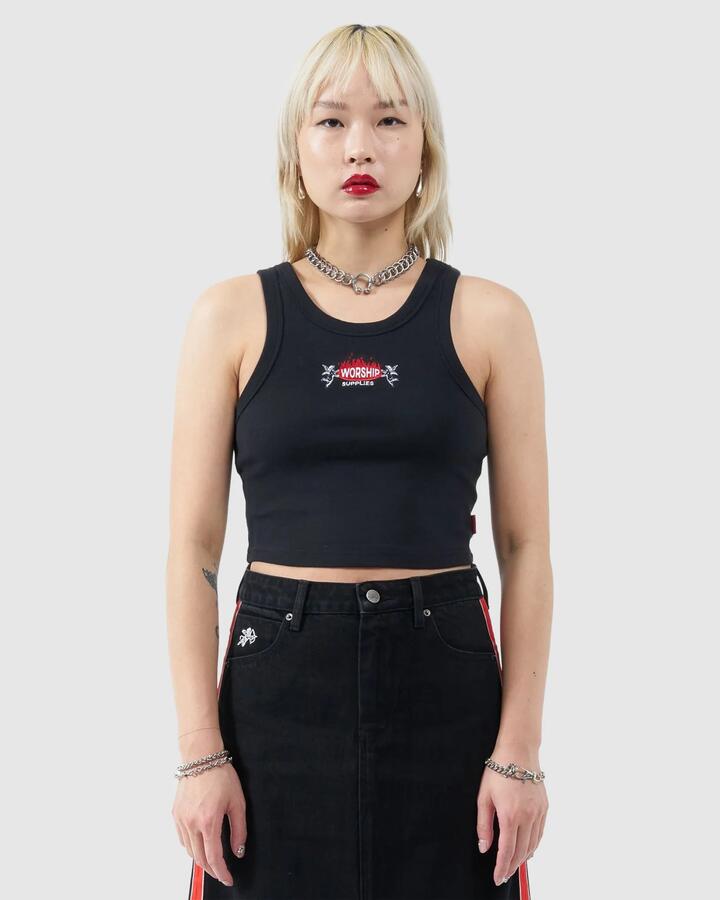 Image of Kitchen & Dining. Productname: Worship - Womens Hot Plate Curve Tank Top - Washed Black - in Washed Black colour by brand - Worship