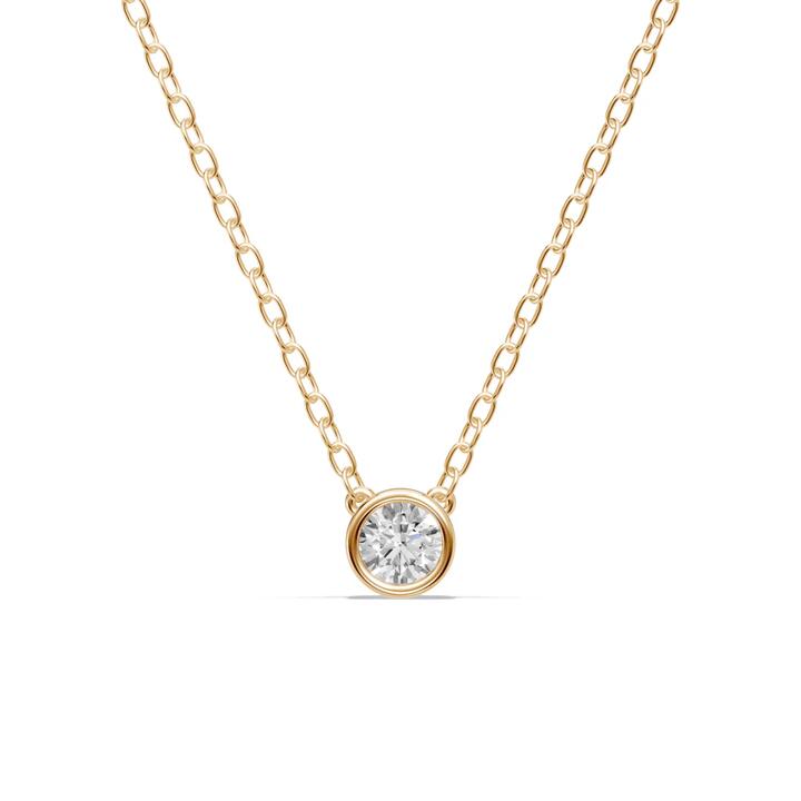 Image of Charms. Product name - 45cm 0.40ct Laboratory-Grown Diamond Bezel Solitaire Necklace in 9kt Yellow Gold in colour by brand - Bevilles