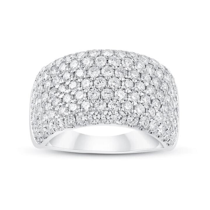 Image of a model wearing Dress. Productname: Dress Ring with 2.00tw of Laboratory-Grown Diamonds in 9kt White Gold in Diamond colour by brand - Bevilles