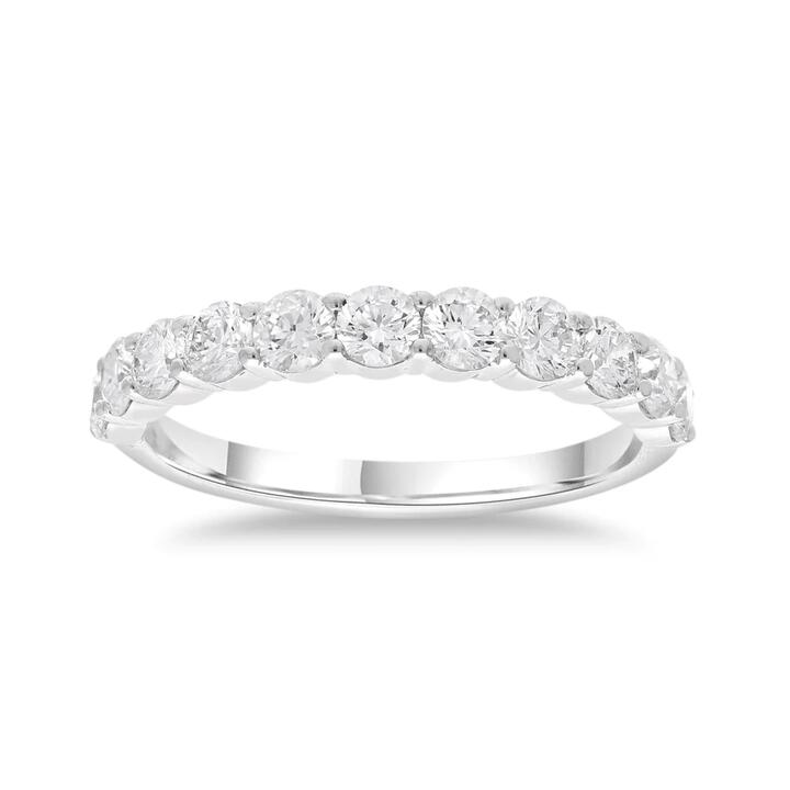 Image of Rings. Product name - Single Row Dress Ring with 1.00tw of Laboratory-Grown Diamonds in Sterling Silver and Platinum in colour by brand - Bevilles