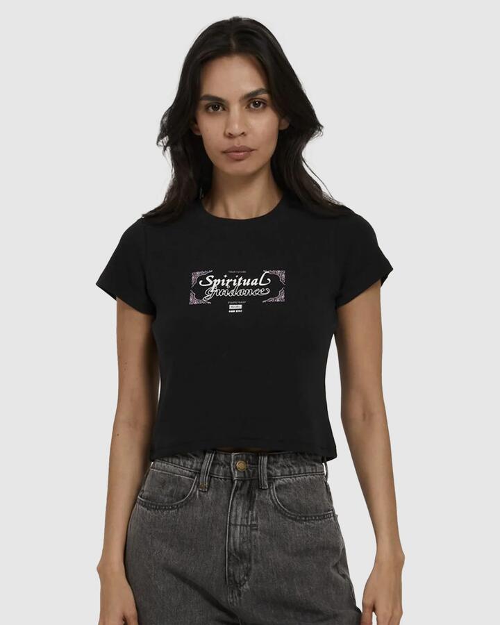 Image of T-Shirts. Product name - Thrills Womens Future Guidance Mini T-Shirt Washed Black in Washed Black colour by brand - Thrills