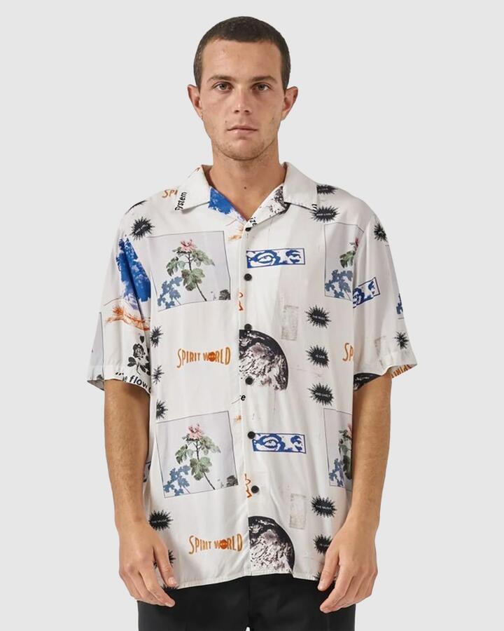 Image of Shirts. Productname: Thrills Mens Spirit World Bowling Shirt Dirty White - in Dirty White colour by brand - Thrills