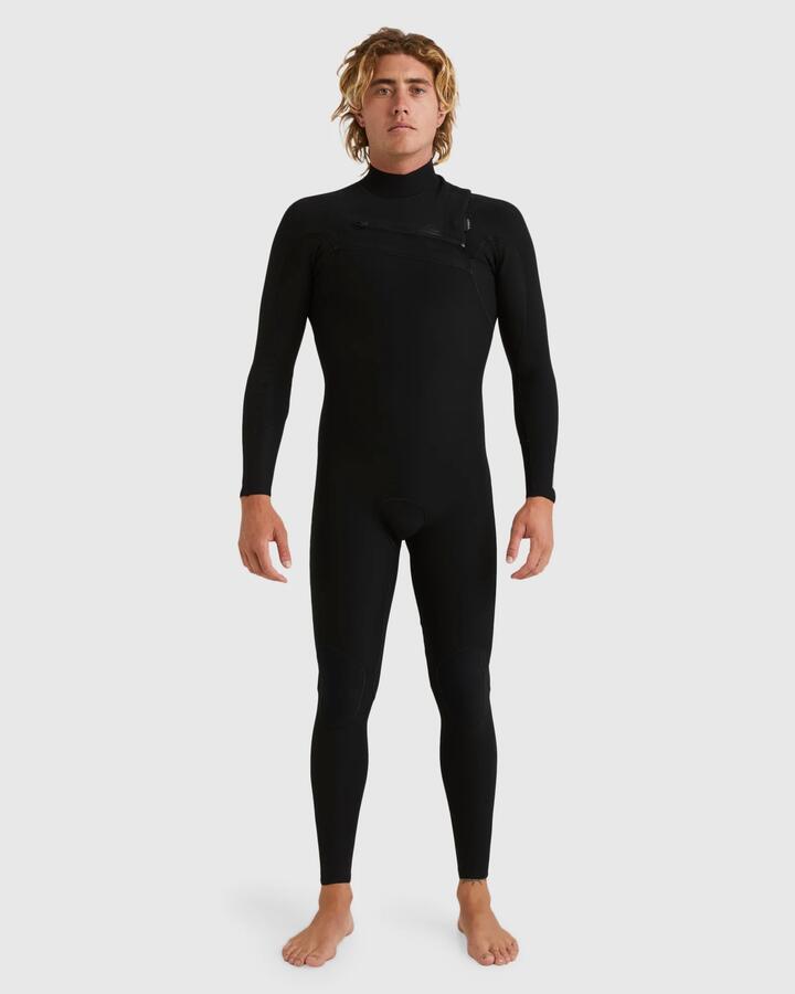 Image of Wetsuits. Product name - Quiksilver Mens 3/2Mm Highline Chest Zip Wetsuit Black in Black colour by brand - Quiksilver