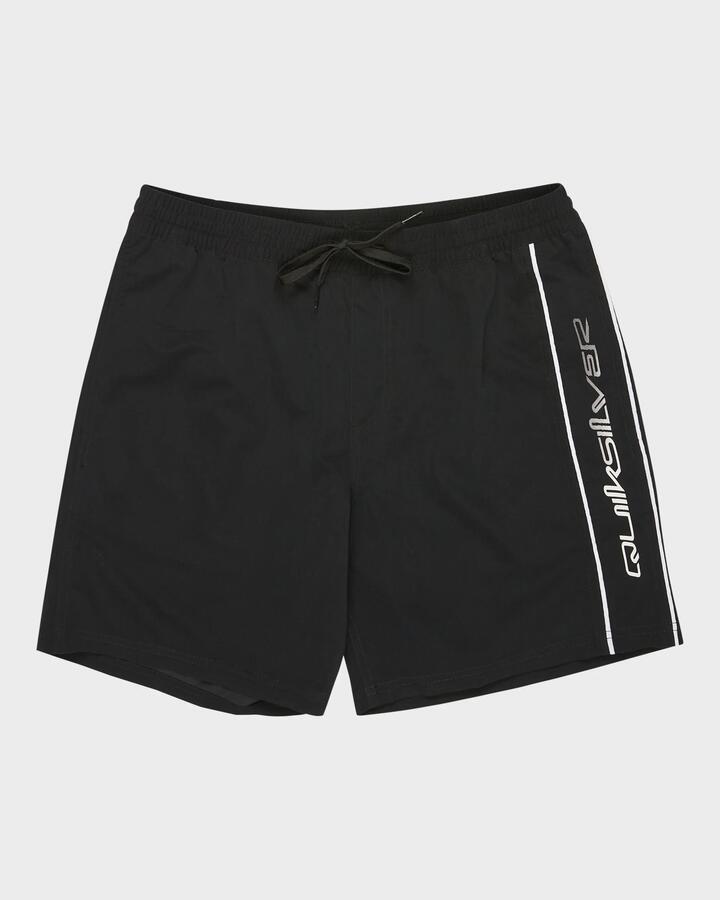 Image of a model wearing Shorts. Product name - Quiksilver Mens Everyday 17" Swim Shorts Black in Black colour by brand - Quiksilver