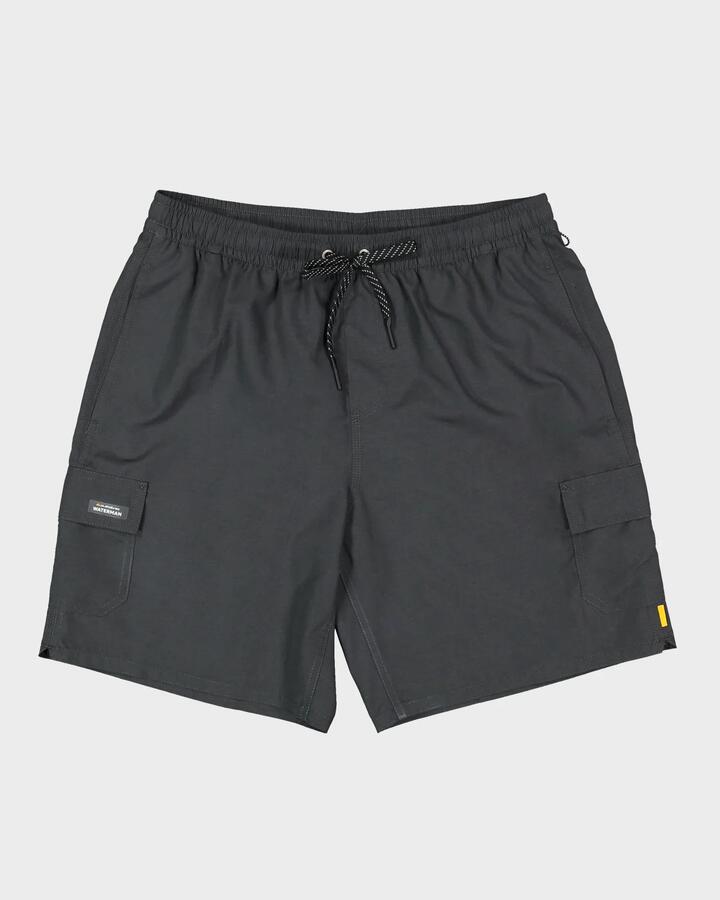 Image of a model wearing Shorts. Product name - Quiksilver Mens Balance Volley 18" Swim Shorts Black in Black colour by brand - Quiksilver