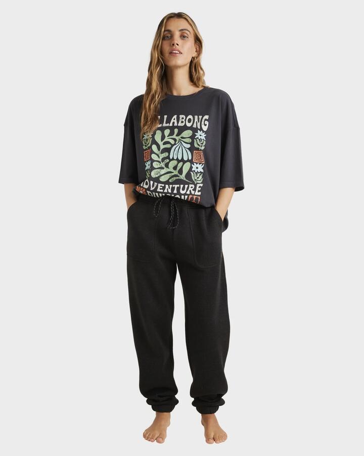 Image of a model wearing Pants. Product name - Billabong Womens Boundary Track Pants Black Heather in Black Heather colour by brand - Billabong