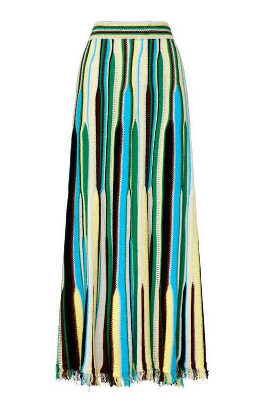 Image of a model wearing Skirts. Productname: Rosalia Knit Midi Skirt in Multicolour colour by brand - MOS The Label