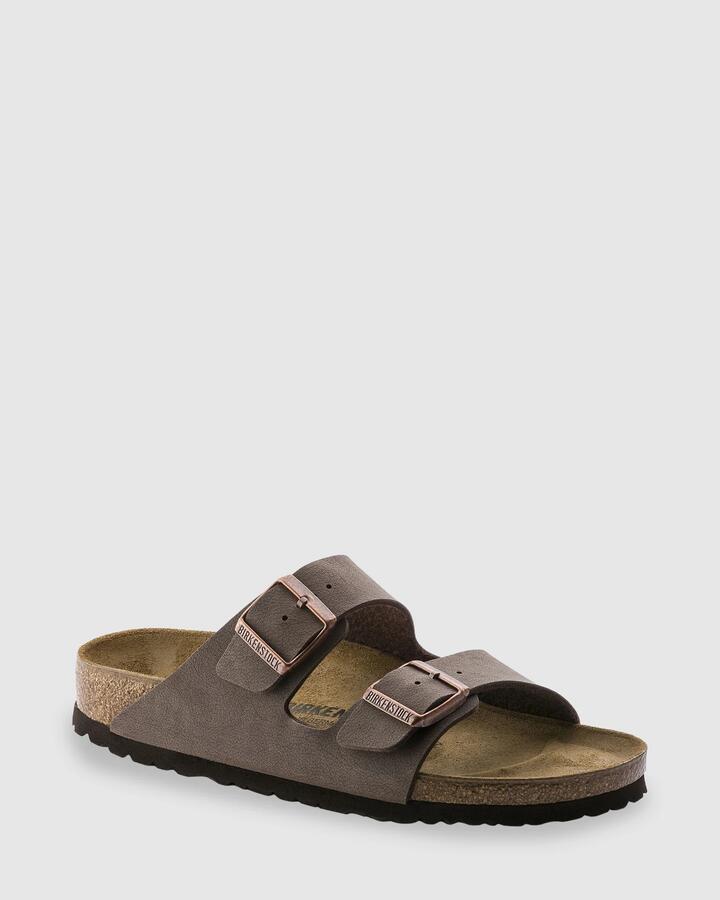 Image of Slippers. Product name - Birkenstock Arizona Birko-Flor Regular Slides Mocca in Mocca colour by brand - Birkenstock