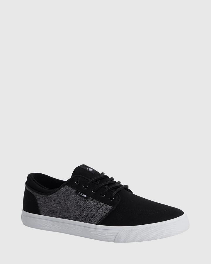 Image of Sneakers. Product name - Kustom Mens Remark 2 Sneakers Black Slub in Black Slub colour by brand - Kustom
