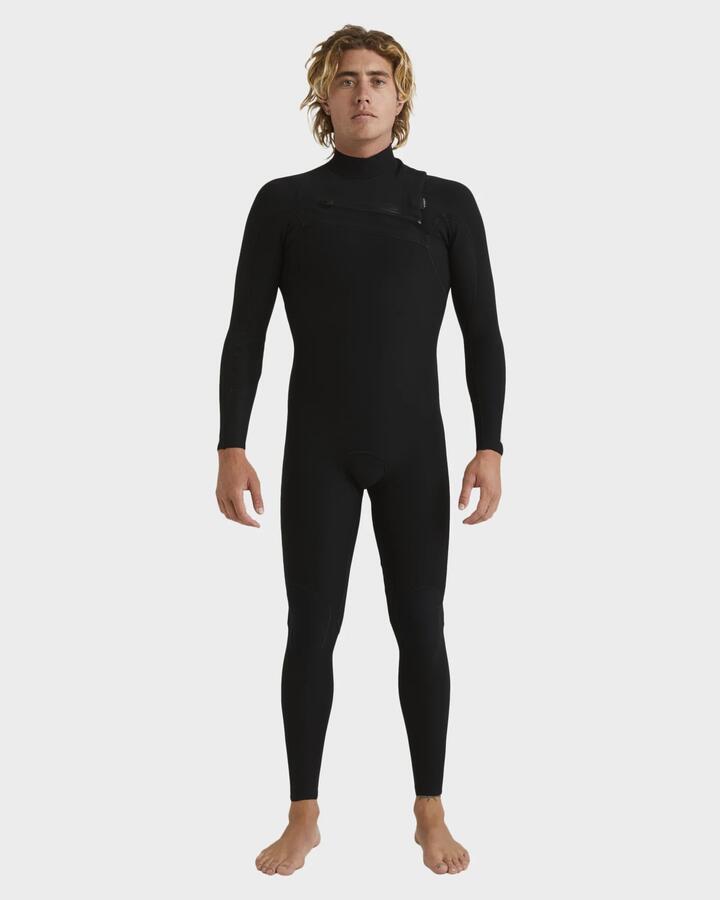 Image of Wetsuits. Product name - Quiksilver Mens 4/3Mm Highline Chest Zip Wetsuit Black in Black colour by brand - Quiksilver
