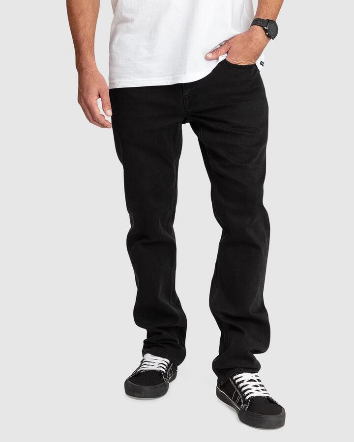 Image of Jeans. Product name - Volcom Mens Solver Denim Jeans Black Out in Black Out colour by brand - Volcom