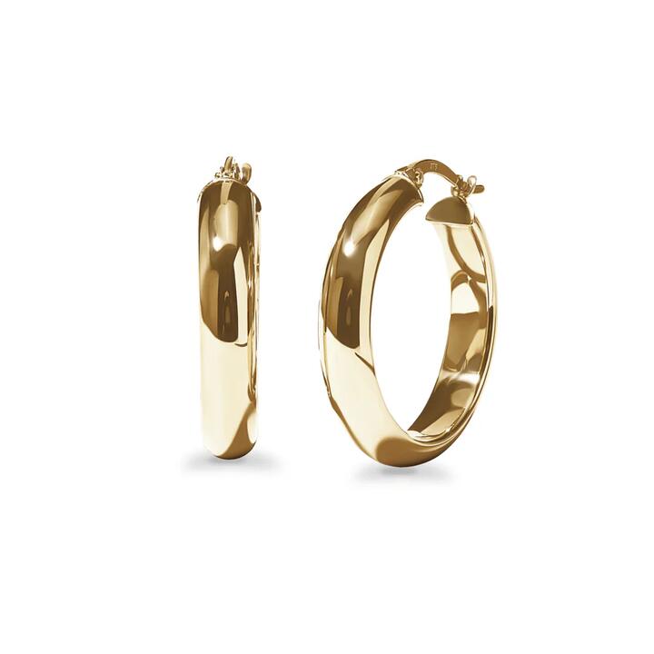 Image of Earrings. Productname: 20mm Half Round Hoop Earrrings in Sterling Silver in Gold colour by brand - Bevilles