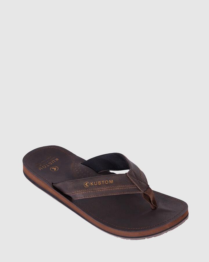 Image of Sandals. Product name - Kustom Mens Vego 2 Thongs Chocolate in Chocolate colour by brand - Kustom