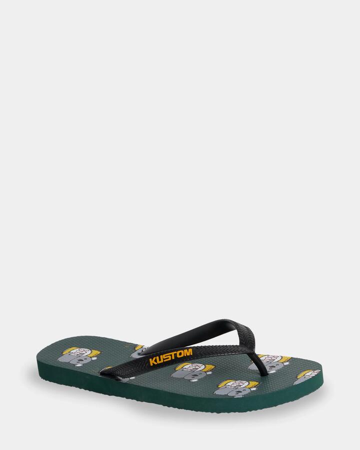 Image of Sandals. Product name - Kustom Mens Blend Base Thongs Green/Gold in Green/Gold colour by brand - Kustom