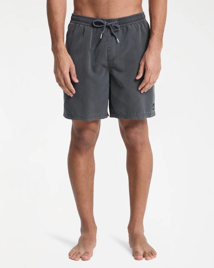 Image of a model wearing Shorts. Product name - Quiksilver Mens Everyday Surfwash Volley 17" Swim Shorts Black in Black colour by brand - Quiksilver