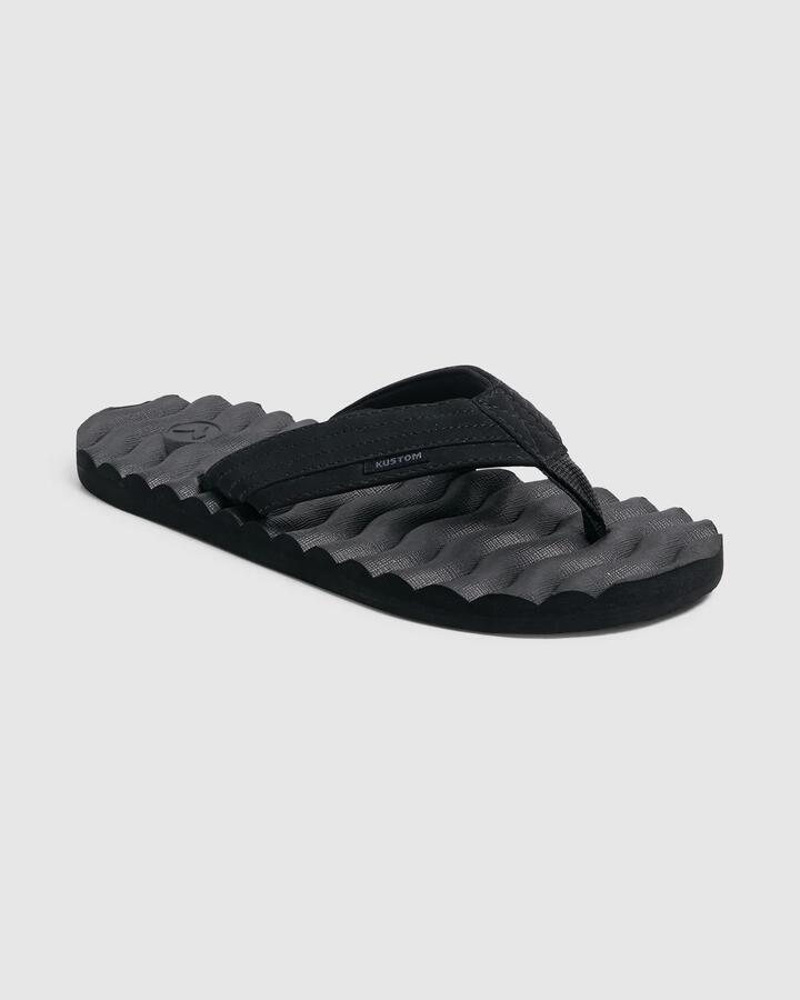 Image of Sandals. Product name - Kustom Mens Hummer Thongs All Black in All Black colour by brand - Kustom