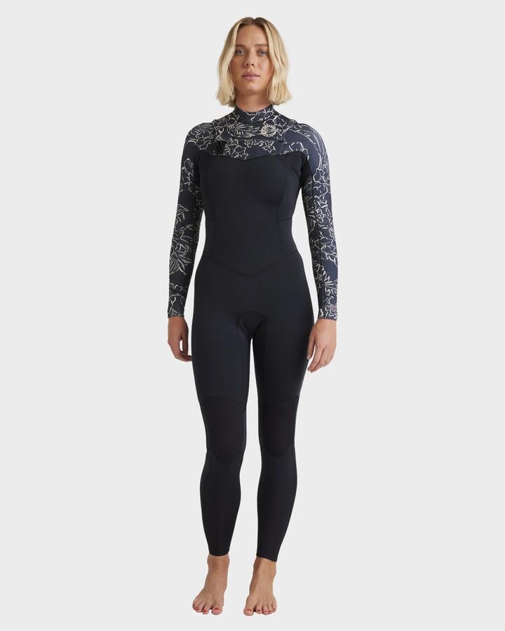 Image of Accessories. Product name - Billabong Womens 3/2Mm Salty Dayz Natural Chest Zip Steamer Wetsuit Black Pebble in Black Pebble colour by brand - Billabong